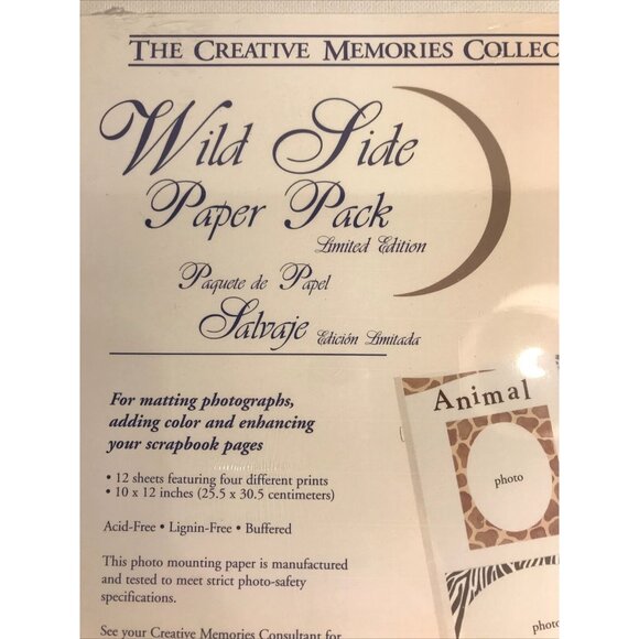 Creative Memories 10x12 Wild Side Paper Pack 12 Sheets Scrapbooking Zoo Safari - Picture 2 of 5